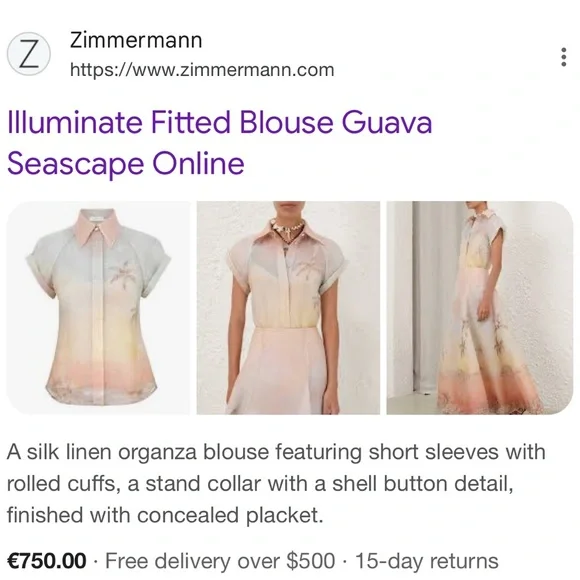 Zimmermann Illuminate Fitted Blouse – Size 0 / US 4 – NWT